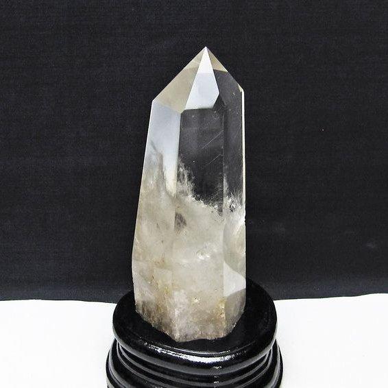 水晶 六角柱 ポイント 原石 置物 台座付属 送料無料 一点物 152-4638