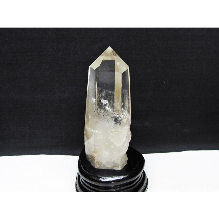 水晶 六角柱 ポイント 原石 置物 台座付属 送料無料 一点物 152-4638