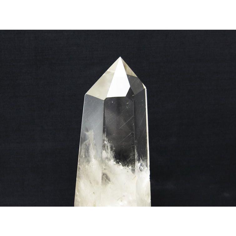 水晶 六角柱 ポイント 原石 置物 台座付属 送料無料 一点物 152-4638