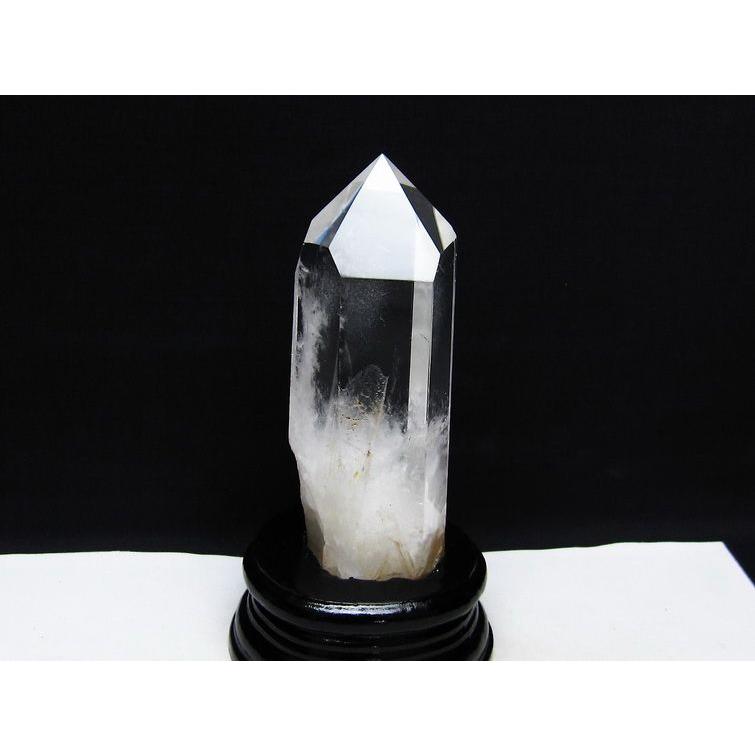 水晶 六角柱 ポイント 原石 置物 台座付属 送料無料 一点物 152-4639