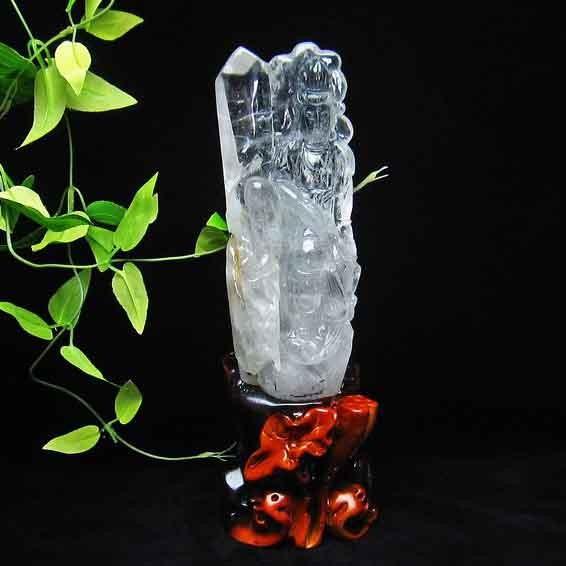 1Kg クリスタルクォーツ 水晶 彫刻品 オブジェ 置き物 手彫り観音置物