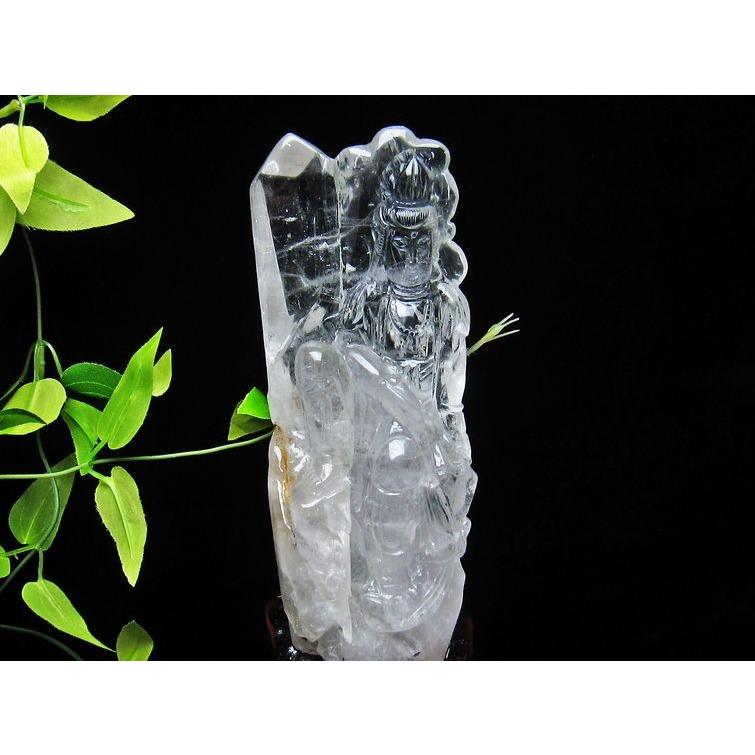 1Kg クリスタルクォーツ 水晶 彫刻品 オブジェ 置き物 手彫り観音置物