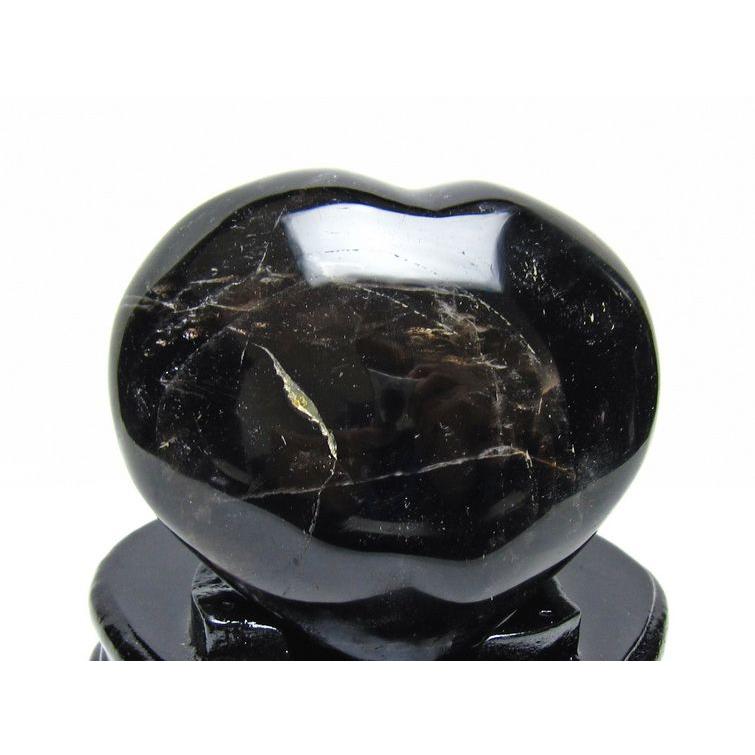 黒水晶 置物 モリオン ハート 台座付属 一点物 送料無料 155-1117