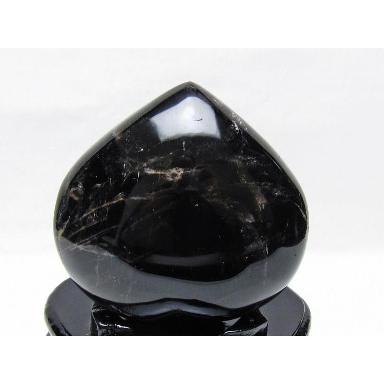 黒水晶 置物 モリオン ハート 台座付属 一点物 送料無料 155-1117