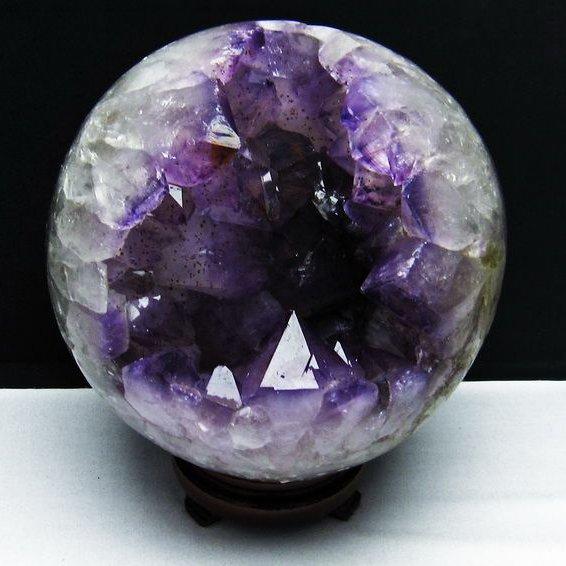 9.5Kg アメジスト 笑口丸玉 ブラジル産 タイチンルチルクォーツ 送料