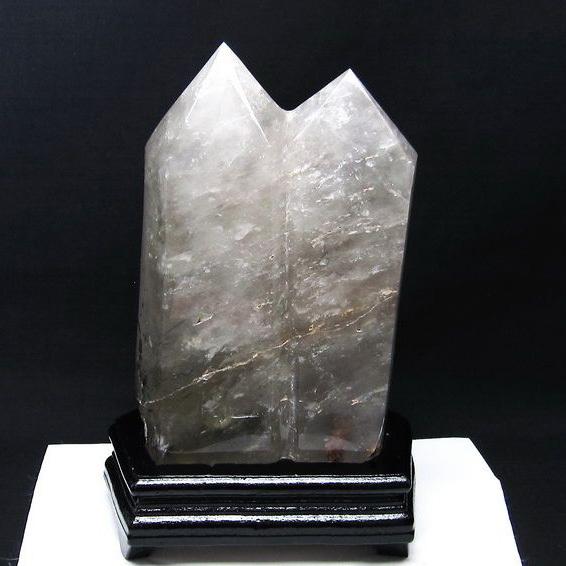 天然石/六角柱/水晶/台座付 3.7Kg 水晶 六角柱 ダブルポイント 台座付属 送料無料 一点物 162-235