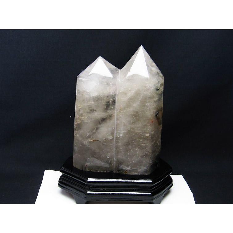 2.8Kg 水晶 六角柱 ダブルポイント 台座付属 送料無料 一点物 162-237