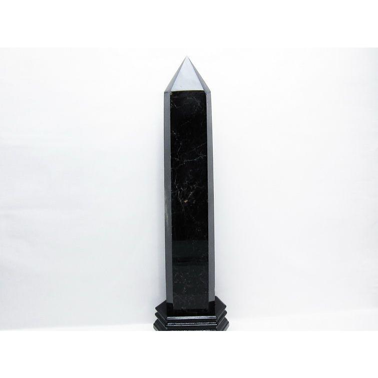 黒水晶 六角柱 ［モリオン］ 3.1Kg モリオン 黒水晶 六角柱 台座付属 一点物 [送料無料] 162-385