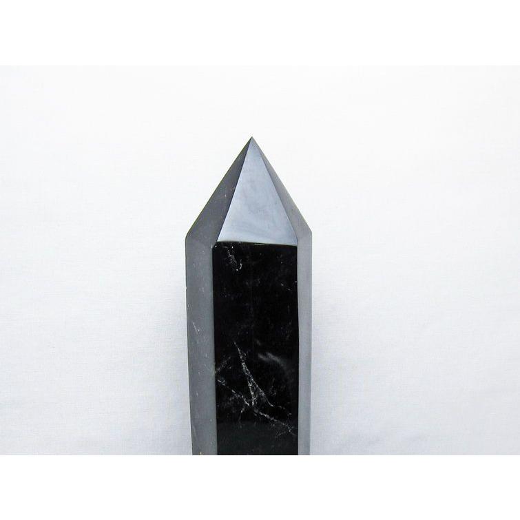 2.4Kg モリオン 六角柱 黒水晶 ポイント 置物 一点物 台座付属 送料
