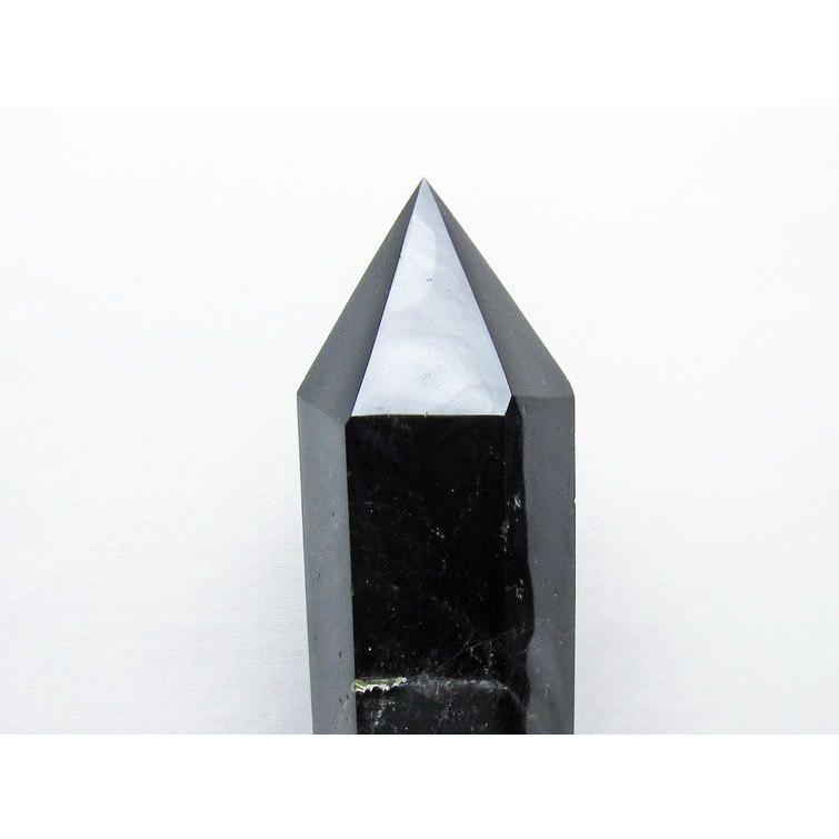 2.4Kg モリオン 六角柱 黒水晶 ポイント 置物 一点物 台座付属 送料