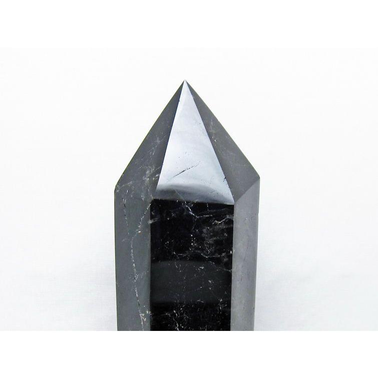 2.4Kg モリオン 六角柱 黒水晶 ポイント 置物 一点物 台座付属 送料