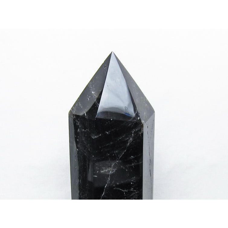 2.4Kg モリオン 六角柱 黒水晶 ポイント 置物 一点物 台座付属 送料