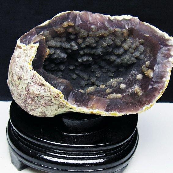 1.2Kg アゲート ジオード 原石 置物 台座付属 瑪瑙 メノウ 晶洞 一点物 