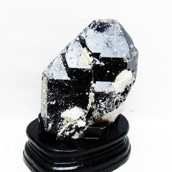 最高級モリオン=黒水晶[YhUW]原石　中国山東省産　台座付きインテリア　魔除け モリオン 原石 黒水晶 山東省産 台座付属 一点物 送料無料 181