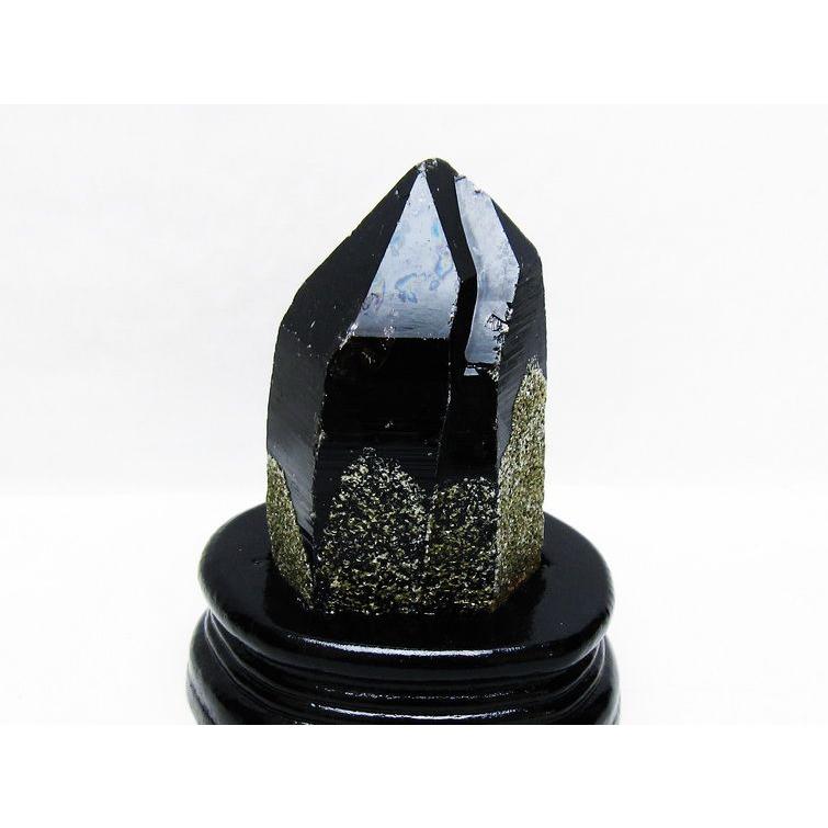 黒水晶 原石 モリオン 山東省産 台座付属 一点物 送料無料 181-4513