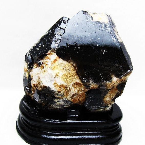 モリオン 1.5Kg 黒水晶 原石 山東省産 台座付属 一点物 送料無料 181