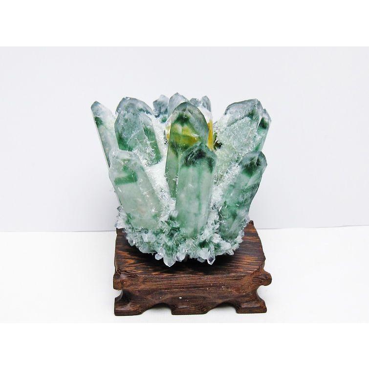 希少！　緑水晶クラスタ原石 緑水晶 クラスター 原石 台座付属 一点物 [送料無料] 182-7385