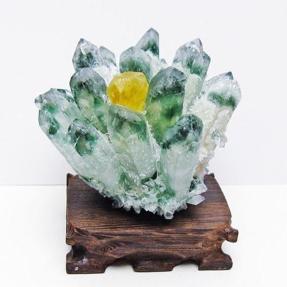 緑水晶 クラスター 原石 台座付属 一点物 [送料無料] 182-7391