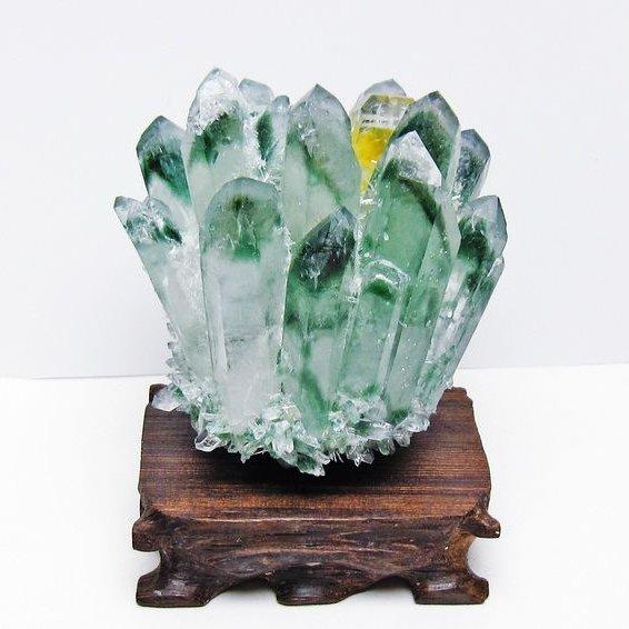 緑水晶 クラスター 原石 台座付属 一点物 [送料無料] 182-7392 