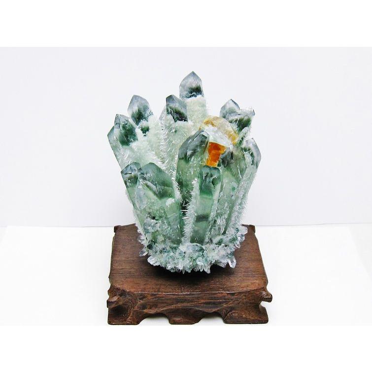 緑水晶 クラスター 原石 台座付属 一点物 [送料無料] 182-7466