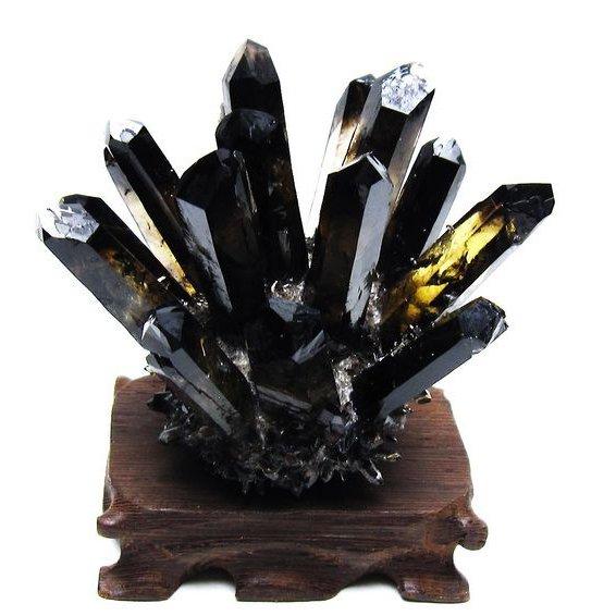 モリオン 黒水晶 クラスター 台座付属 一点物 182-7540 : 天然石