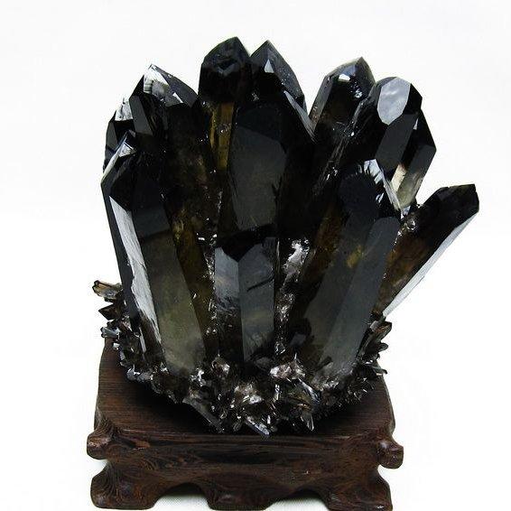 天然石 モリオン クラスター 原石 台座付き モリオン クラスター 黒水晶 原石 台座付属 一点物 送料無料 182-8397