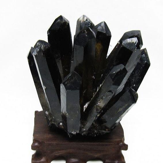 モリオン クラスター 黒水晶 原石 台座付属 一点物 送料無料 182-8431