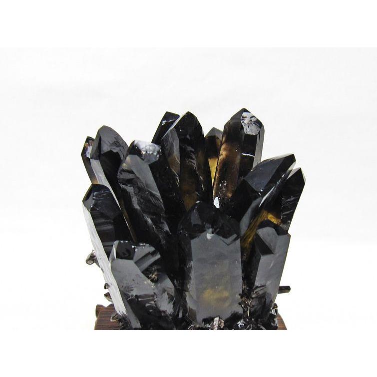 モリオンクラスター 黒水晶 台座付き モリオン クラスター 黒水晶 原石 台座付属 一点物 送料無料 182-8690