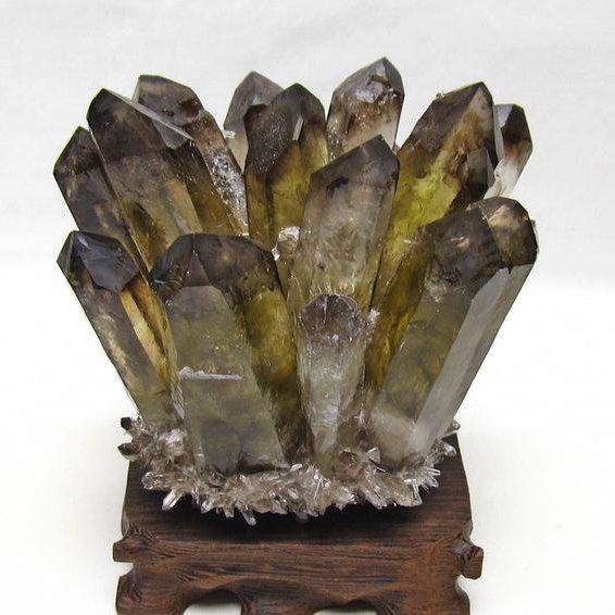 黒水晶 クラスター モリオン 原石 台座付属 一点物 送料無料 182-8698 