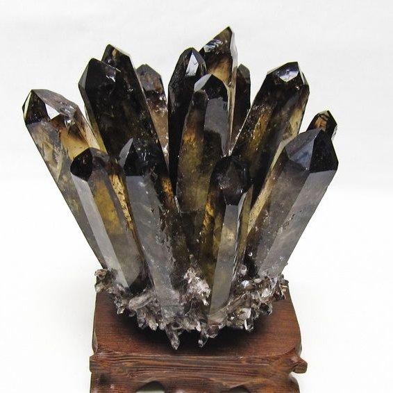 黒水晶 クラスター モリオン 原石 台座付属 一点物 送料無料 182-8701 