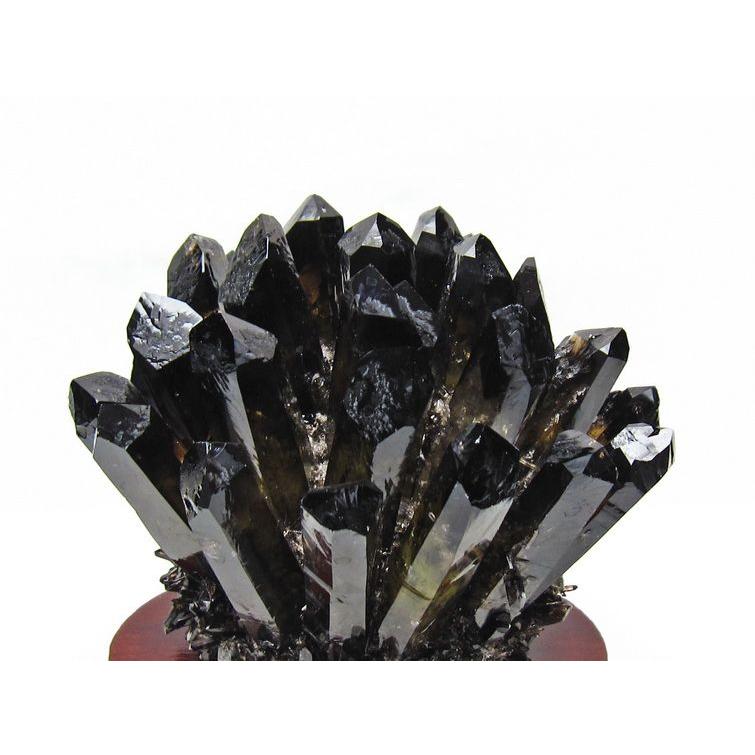 1.4Kg 黒水晶 クラスター モリオン 原石 台座付属 一点物 送料無料 182 