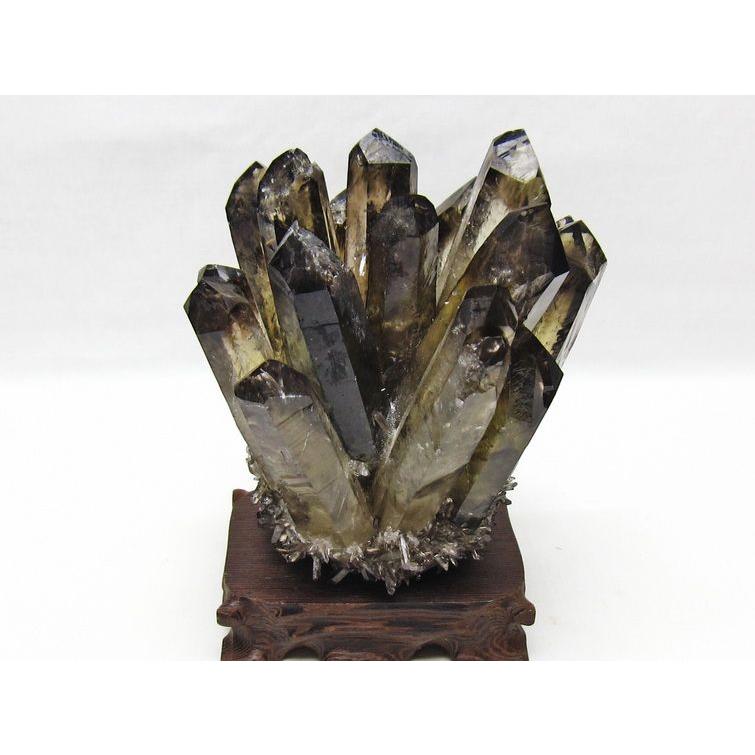 モリオン 原石 黒水晶 クラスター 台座付属 一点物 送料無料 182-8711
