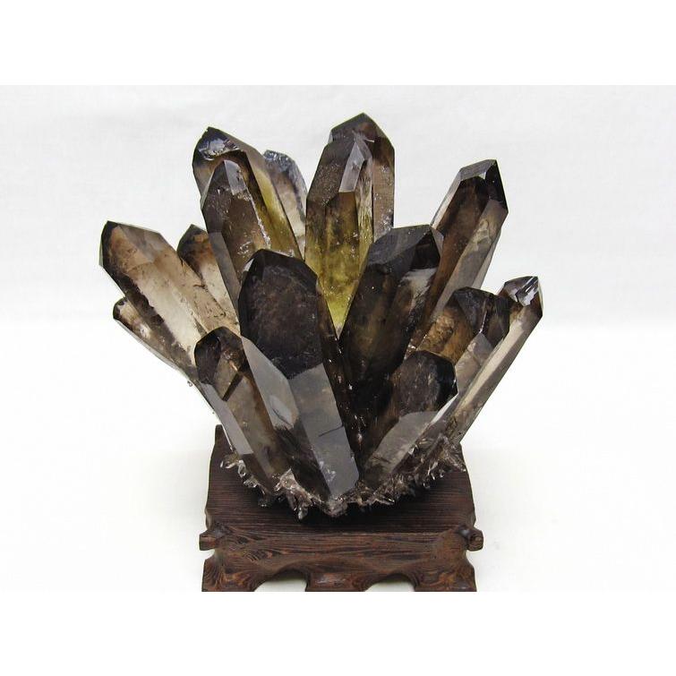 天然石 モリオン クラスター 原石 台座付き 1.1Kg モリオン 原石 黒水晶 クラスター 台座付属 一点物 送料無料 182