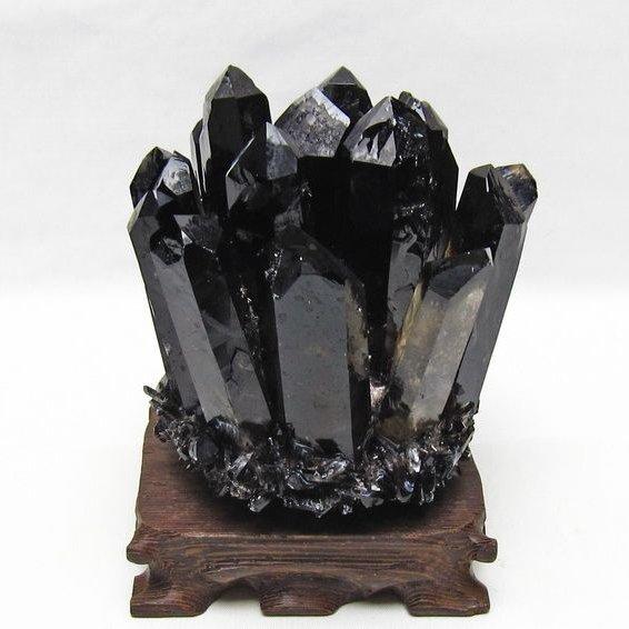 モリオン 原石 黒水晶 クラスター 台座付属 一点物 送料無料 182-8722