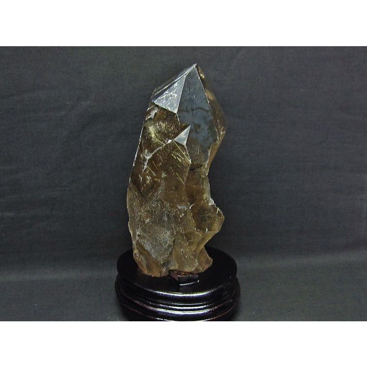 3.2Kg スモーキークォーツ 煙水晶 原石 ルチルクォーツ入り 台座付属
