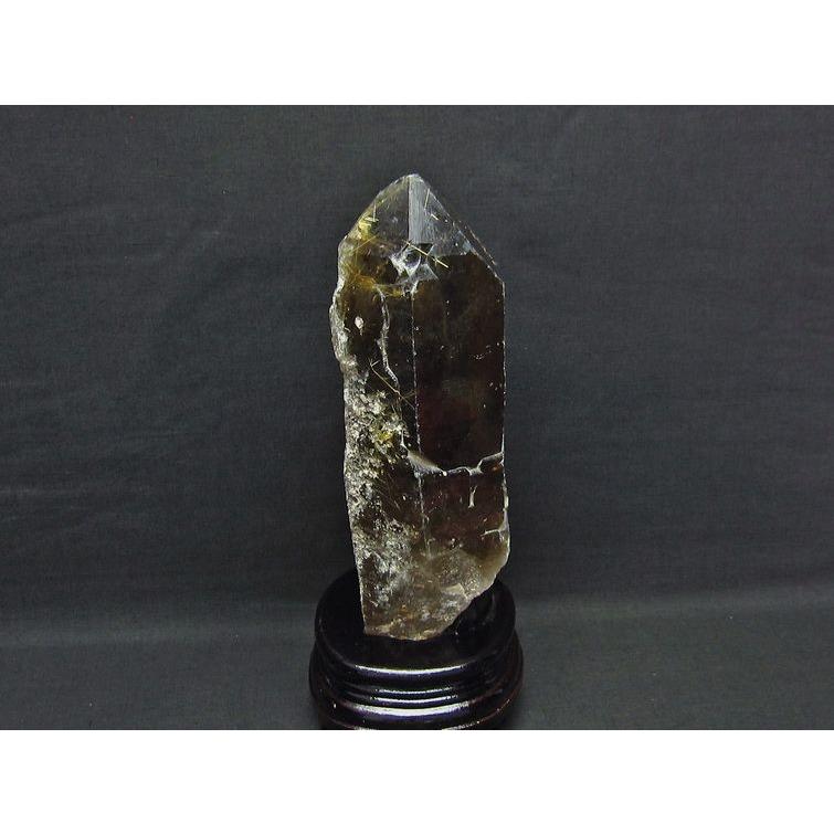 2.2Kg スモーキークォーツ 煙水晶 原石 ルチルクォーツ入り 台座付属