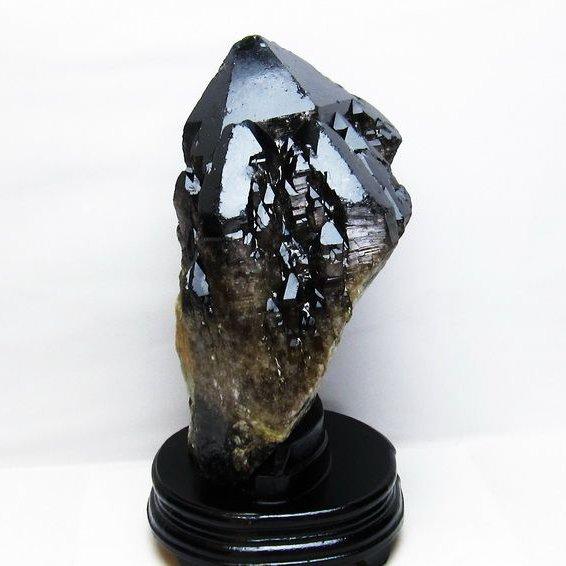 超希少純天然黒水晶モリオン鉱石六角柱台座付き