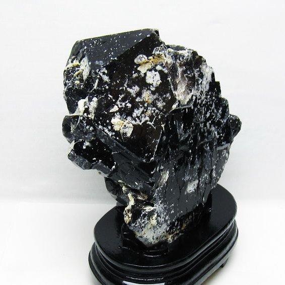 2.6Kg 黒水晶 モリオン 原石 山東省産 台座付属 一点物 送料無料 191