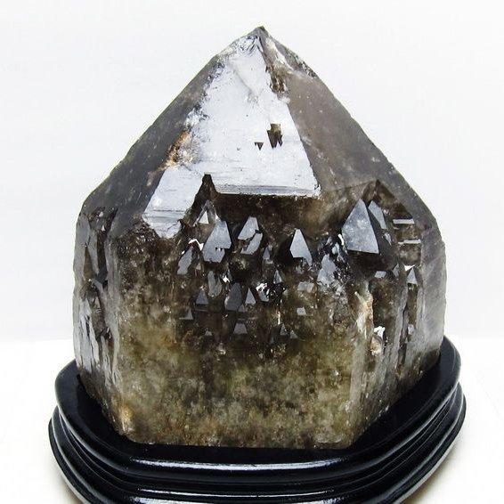 8.5Kg モリオン 黒水晶 原石 エレスチャル 台座付属 一点物 送料無料