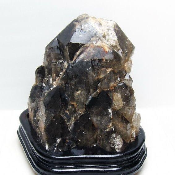 7.3Kg モリオン 黒水晶 原石 エレスチャル 台座付属 一点物 送料無料