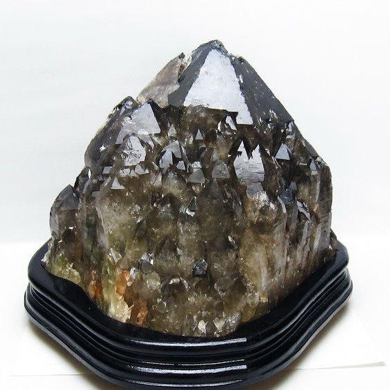 14Kg モリオン 黒水晶 原石 エレスチャル 台座付属 一点物 送料無料