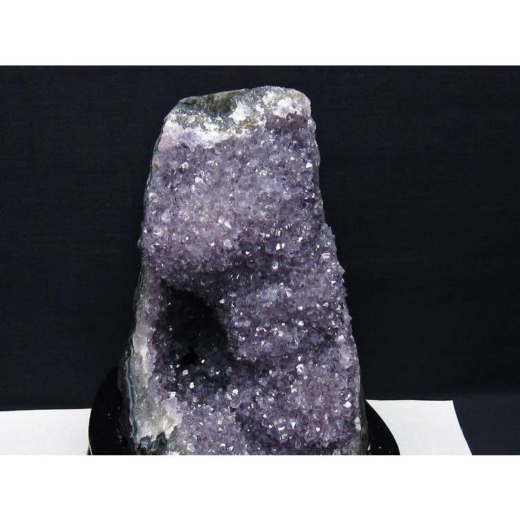 ウルグアイアメジスト結晶　原石　インテリア置物　木製台座付き　クラスター 恋愛成就 ヒーリング 癒し 判断力 調和 ヒーリング インテリア リラックス