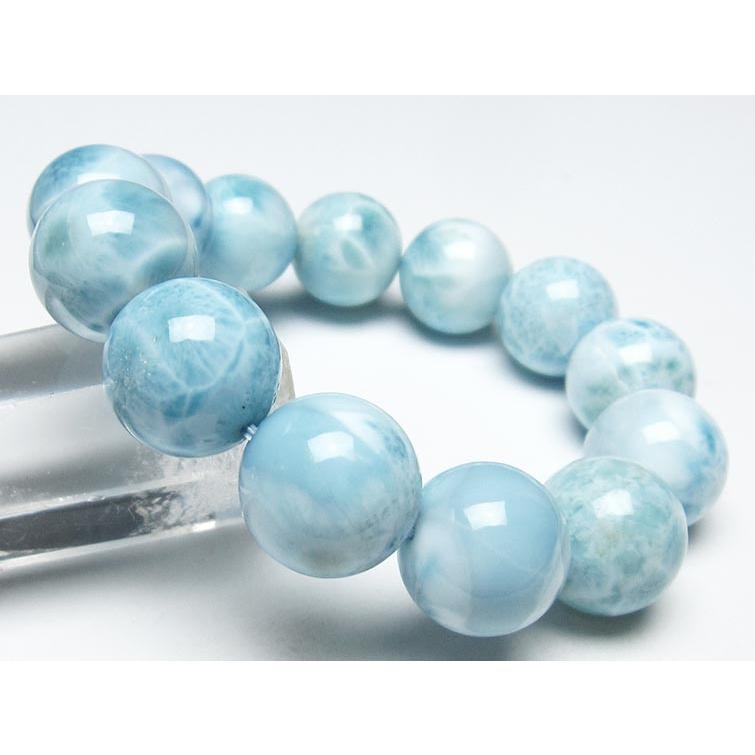 ラリマーブレスレット 【一点もの】高品質ラリマー18mm 大玉 海模様くっきり ラリマー ブレスレット 18mm 一点物 [送料無料] 199-193 : 天然石