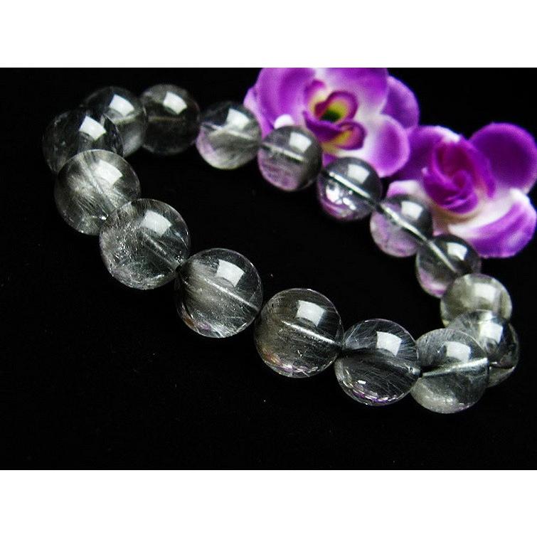 プラチナルチルクォーツ ブレスレット 13mm 一点物 211-1261の画像