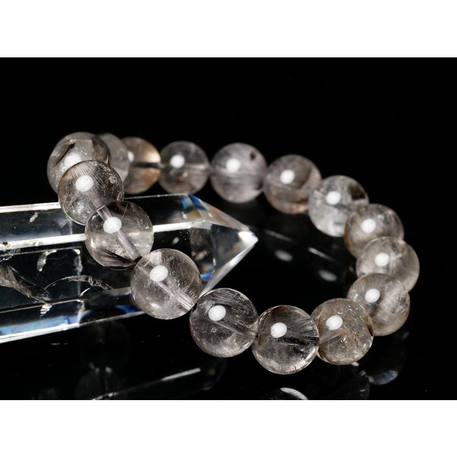 プラチナルチルクォーツ ブレスレット 13mm 一点物 211-1690の画像