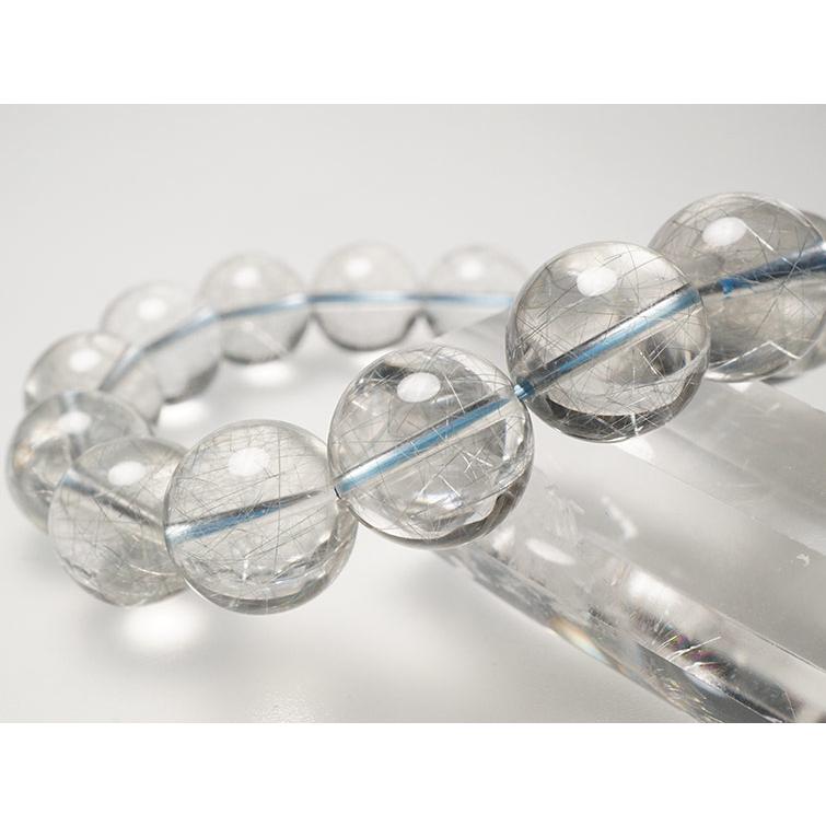ブルー ルチルクォーツ ブレスレット 14mm 一点物 211-1887 : 天然石