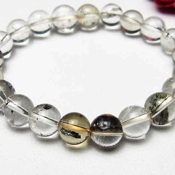 パイライトインクォーツ ブレスレット 9mm 一点物 211-2799 : 天然石  