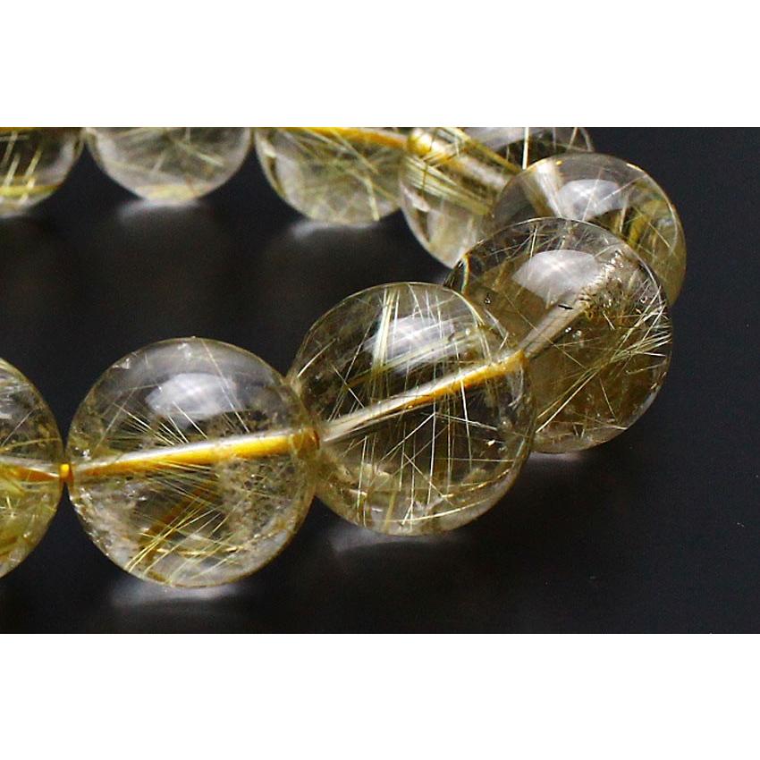 ルチル ブレスレット タイチンルチルクォーツ 16.5mm 一点物 211-3364