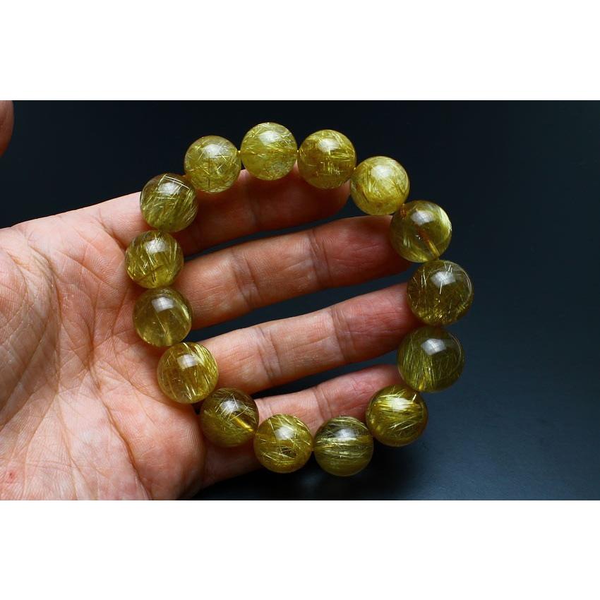 タイチンルチルクォーツ ブレスレット ゴールドタイチン 15〜17mm 一点