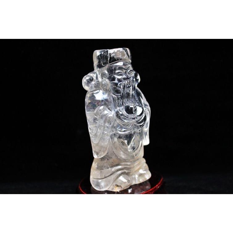 クリスタルクォーツ 水晶 彫刻品 オブジェ 置き物 財神置物 送料無料